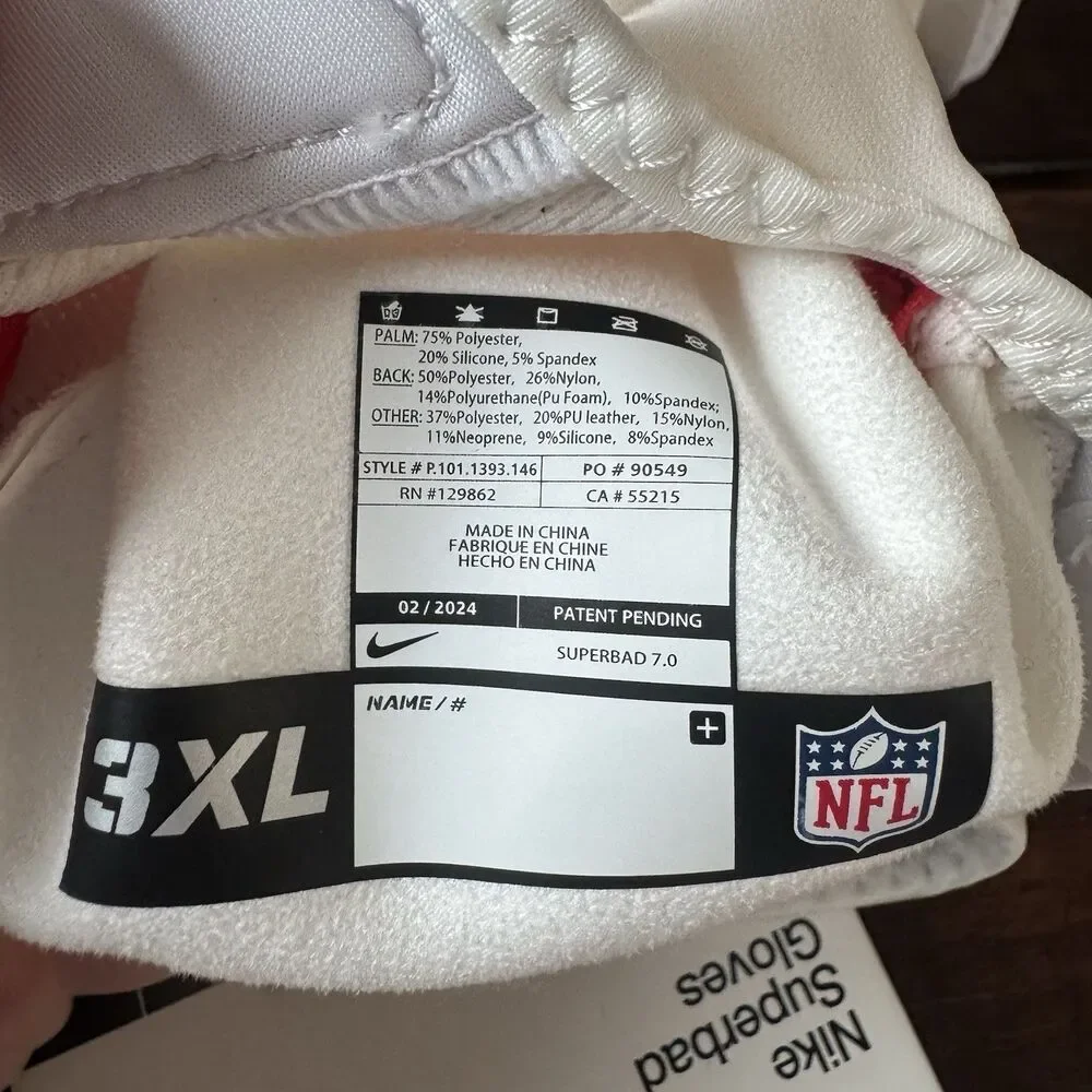 Nike Superbad 7.0 NFL Player Issue KC Chiefs Football Gloves